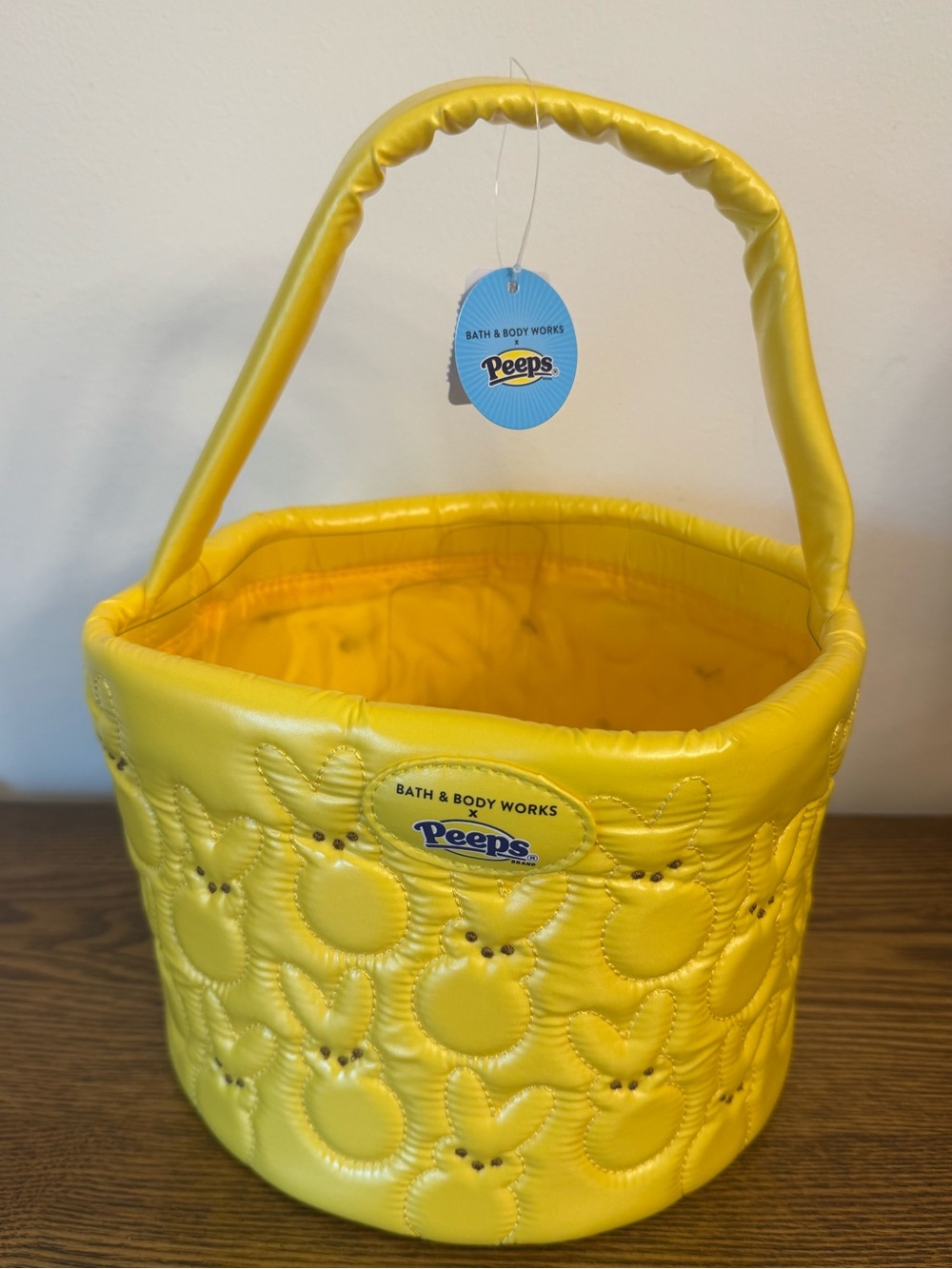 NWT Bath & Body Works x PEEPS Yellow Marshmallow Bunny Puffer Gift Bag Basket
